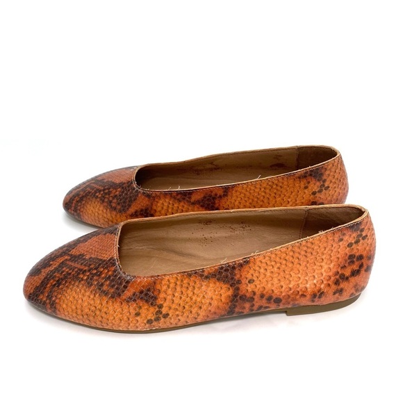 MADEWELL Cory Snakeskin Print Square toe Flats in Orange Size 7 - Picture 6 of 12